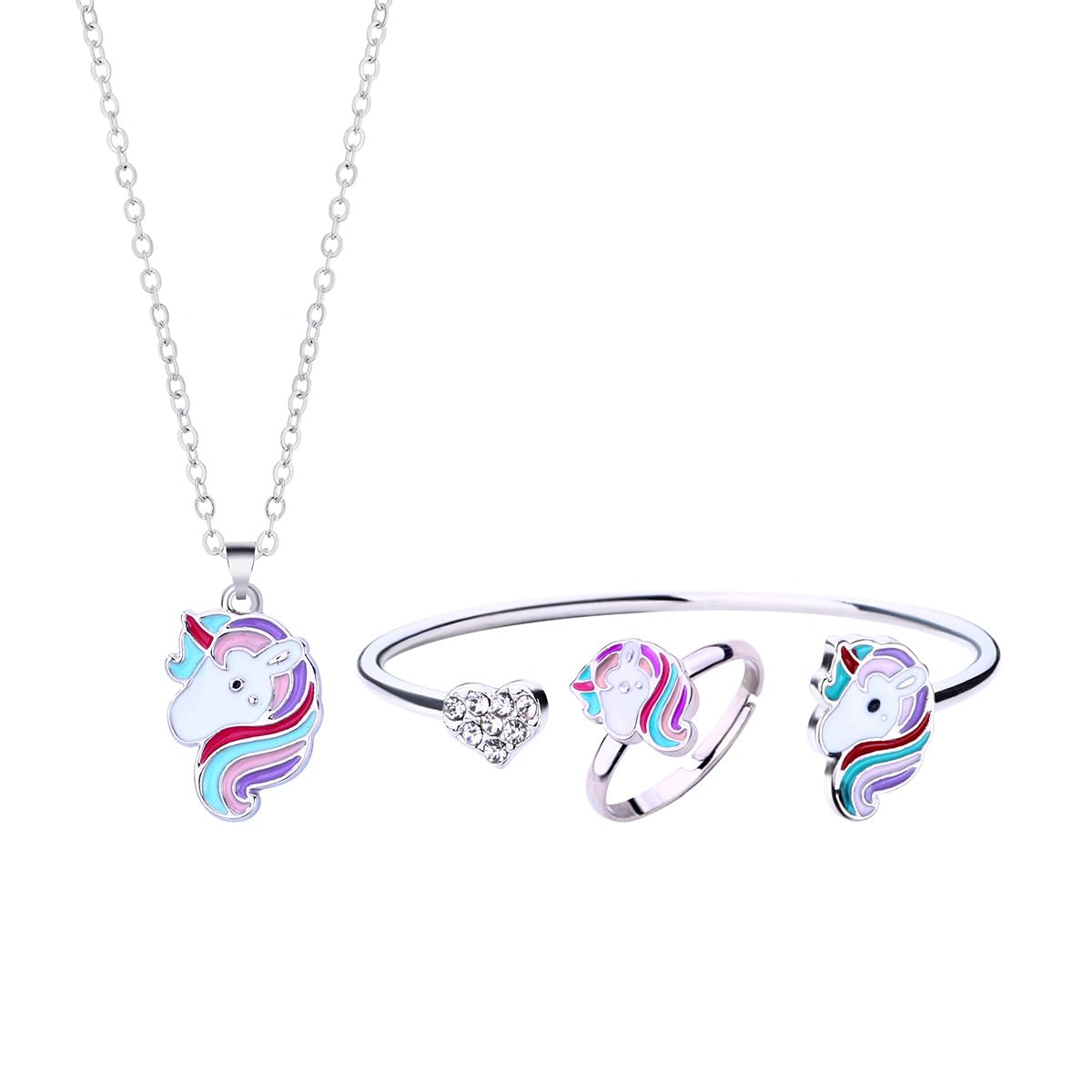 El Regalo 3 PCs Cute Enamel Pony/Unicorn Pendant Necklaces, Bracelet & Ring Set for Kids/Girls/Teens | Unicorn Jewelry for Unicorn Theme Party- Gift for Girls (B0C8D25NN7) Amazon Price History, Amazon Price Tracker