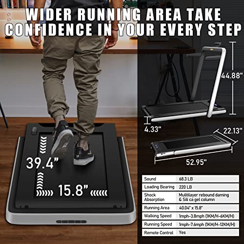 Foldable Under Desk Treadmill With Remote Control For Walking & Jogging, Space Saving Small Treadmill With Lcd Display For Home Office, Easy To Fold #TOP1