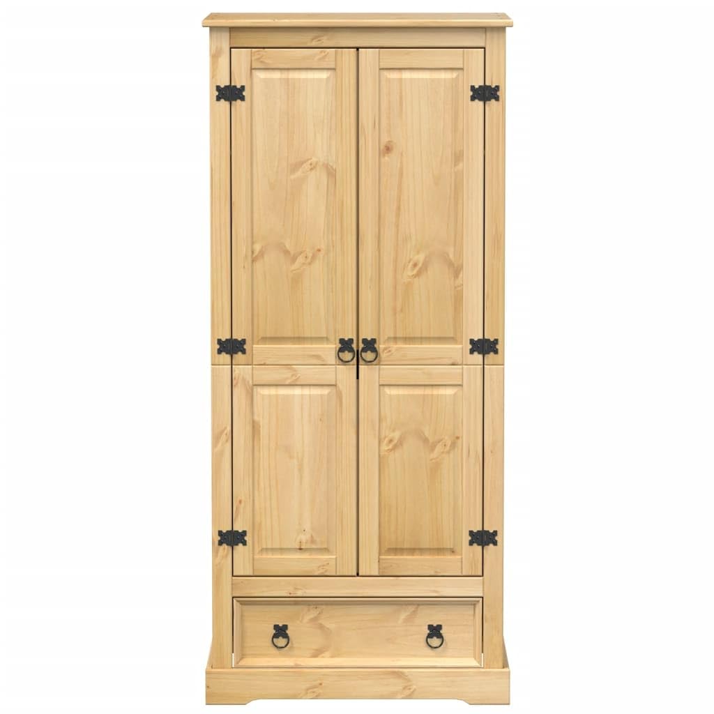 Gecheer Corona Armoire penderie 2 portes en bois de pin massif 76 x 50 x 170 cm
