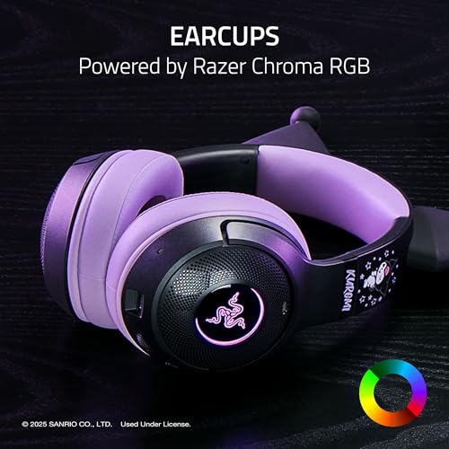 Image of Razer Kraken Kitty V2 BT Wireless RGB Headset: Chroma RGB Kitty Ears & Earcups - Bluetooth 5.2-40 mm Drivers - Noise-Cancelling Mics - Lightweight - 40 Hr Battery w /Type C Charging - Kuromi Edition