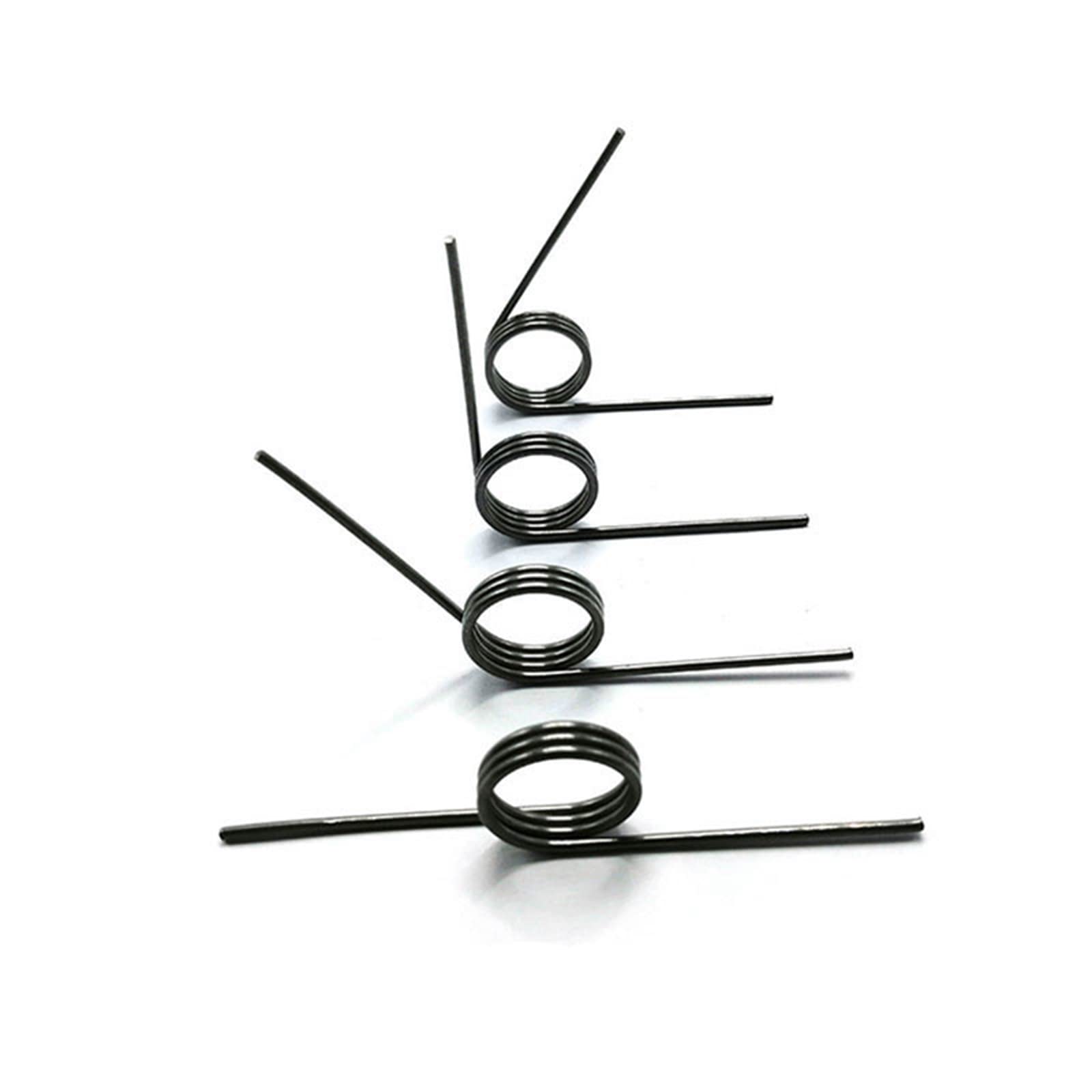 10 Stück Torsionsfedern Aus Federstahl – 1 Mm Draht-Ø, 5 Mm Außen-Ø, 90° Winkel, 6 Windungen, 30 Mm Schenkellänge