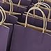 Halulu 50 Pcs 16x6x12inches Kraft Paper Bags,Handled, Gift, Party, Merchandise, Carry, Retail,Shopping Bags (Purple)