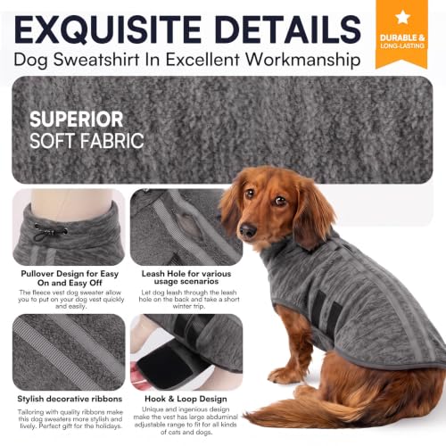 Image of Queenmore Dog Sweaters for Medium Dogs, Fleece Dog Sweater with Leash Hole