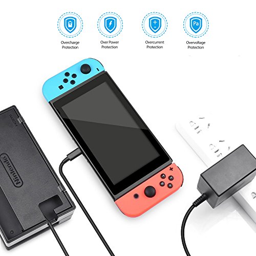 Yccteam Ac Adapter For Switch - Type C Fast Charging Portable Charger 15V/2.6A With 5 Ft Thicken Cord Power Supply - Support Tv Mode Dock Station And Pro Controller #TOP1
