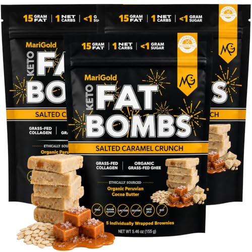 MariGold Salted Caramel Crunch Keto Fat Bombs, Low Carb - 3 Pack, 15 Bars
