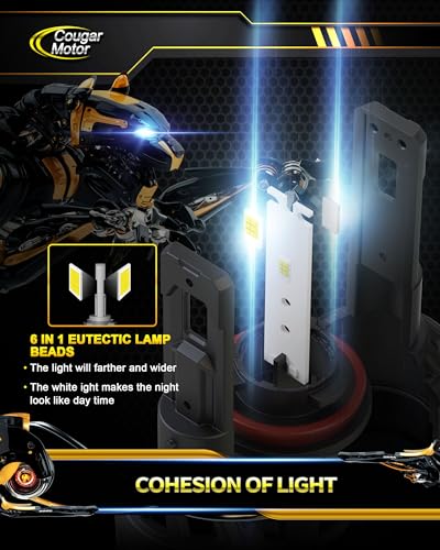 Image of Cougar Motor 9005 H11 Bulbs, HB3 H8 H9 Fog Lights Combo(2 Sets) 6500K White Non-Polarity Fog Bulb or Off-Road Use Plug and Play - Pack of 4