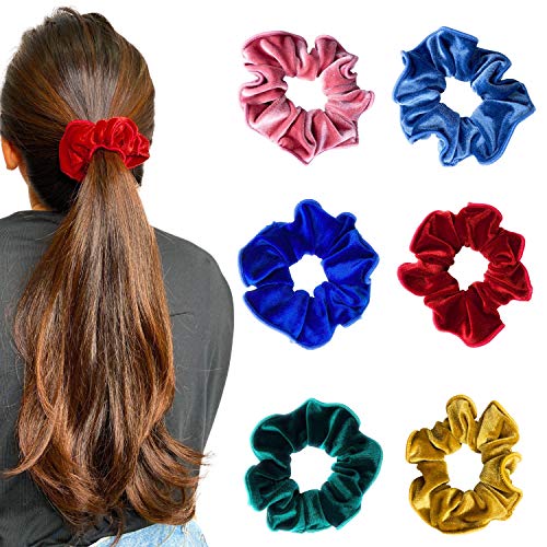ReallyDobry 6 PCS Velvet Hair Scrunchies | Premium Velvet Scrunchy | Soft Elastic Hair Bands | Ponytail Holder | Hair Accessories | Hair Ties for Girl and Women |