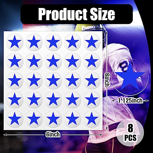 Image of Leinuosen Helmet Stickers Football Baseball Helmet Decals 1-1 /8 Inch Vinyl Sports Football Decals Self Adhesive Hockey Stickers for Hockey, Lacrosse, Batting(Clear Print Blue,Star)