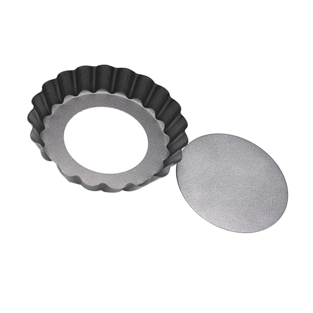 Ciieeo Non-stick Mini Tartlets Pans 2 Pcs Round Baking Trays Miniature Tart Molds for Baking for Mini Cakes Tarts