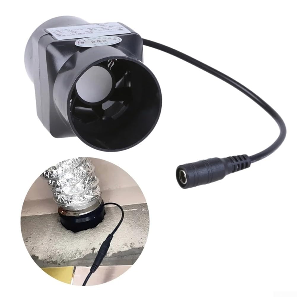 Ventilateur d'échappement en ligne 12 V 6 W/ventilateur extracteur puissant pour circulation de l'air intérieur pour atelier sous-sol tente (blanc 60 mm)