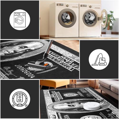 Tapete decorativo moderno 4x6 pies negro y blanco miniatura 4