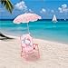 Idea Nuova Sanrio Hello Kitty Kids Outdoor Folding Beach Chair with Umbrella,Portable Camp Chair for Ages 3+, Lightweight & Compact for Beach, Camping, and Backyard