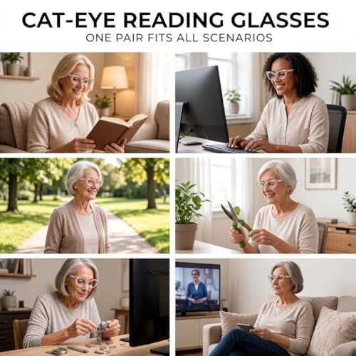 Image of ICARA Bling Rhinestone Cat Eye Reading Glasses for Women - Blue Light Blocking Computer Readers Lightweight TR90 Frame