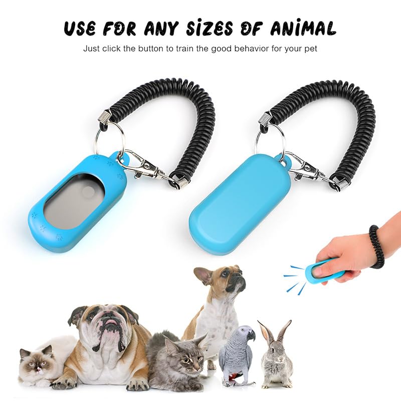 Clicker pour chien, 5, durable, portable, outil d'entraînement interactif avec bout des doigts, clicker d'entraînement avec extension, convient également pour les chats et les chevaux
