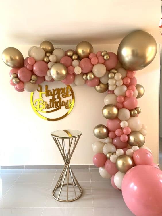 Miniatura 5 de Kit de guirnalda de globos blancos arena de 135 piezas con globos de látex cromados metálicos de oro rosa de 18105 pulgadas para mujeres y niñas,