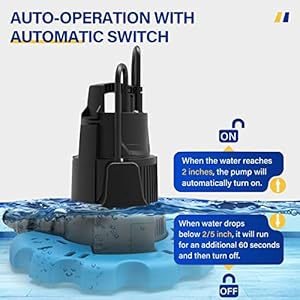 Acquaer 14 hp automatic swimming pool cover pump 115 v submersible with 34 check valve adapter 25ft power cord 2250 gph water removal for pool hot tubs rooftops water beds and more  urban country home decor