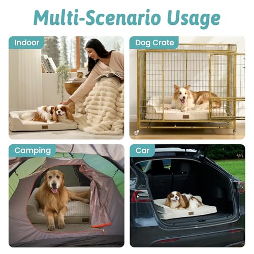COZY KISS Orthopedic Dog Bed for Large Medium Size Dog, Dogs Crate Bed, L Shaped Foam Anti-Slip Bottom Pet Cat Sofa with Washable Removable Cover, Suitable for Pet Up to 75 lbs, 36x27x6.5 inch, Beige by COZY KISS - Image 6