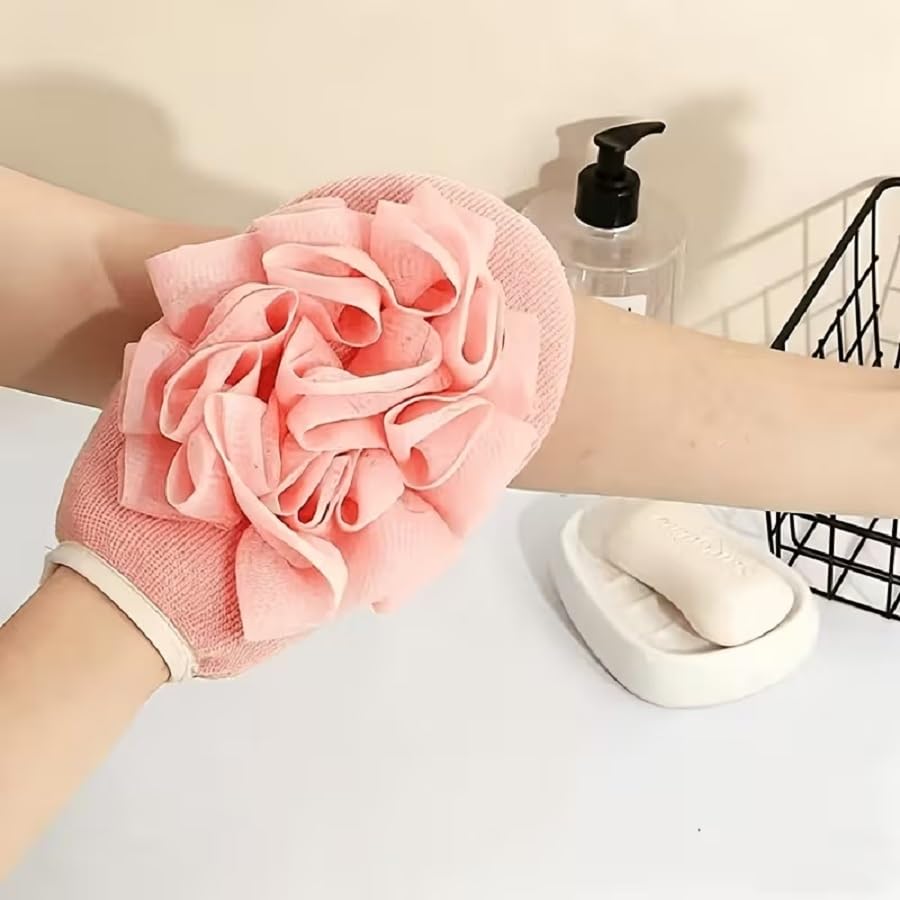 Navaliya Deep Exfoliating Bath Gloves Mitt with Hanging Loop for Shower, Spa, Body Scrubs, Dead Skin Cell Remover Bathing Accessories Mix Color 4