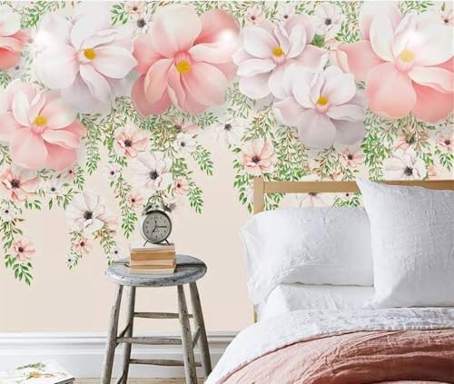 Tzxztt Minimalista Plantas Hojas Rosa Flores Moderno Papel Pintado 3D Seda Texturizada Primera Calidad Neutros Material Ideal Para SalóN Dormitorio-200cm×140cm