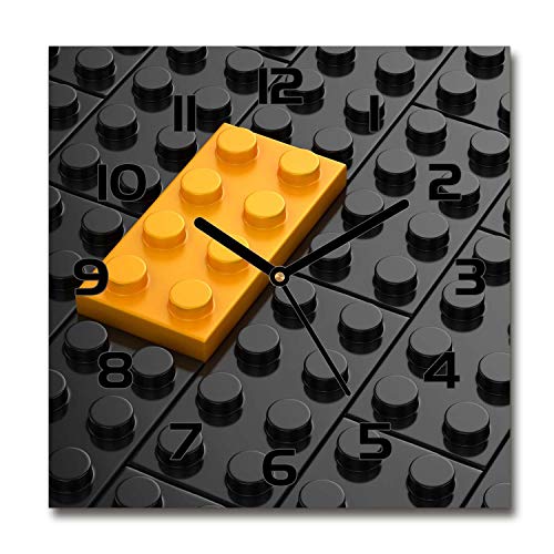 Tulup Reloj De Pared De Vidrio 30x30 Silenciosa Grande Original Moderno Decorativo Manecillas Negras - Piezas De Lego