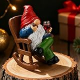 Toncoke Funny Garden Gnomes for Outdoor Decor, 7 Inch Faceless Gnome with Wine Glass Statue, Resin Yard Figurine for Garden Patio Lawn, Mini Gift for Mom Grandma Christmas Halloween