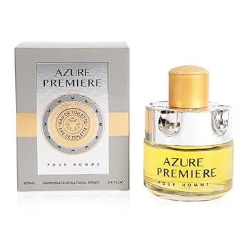 Azure Premiere Eau de Toilette for Men, Fresh Citrus Aromatic Woody Cologne, 100ml / 3.4 fl oz