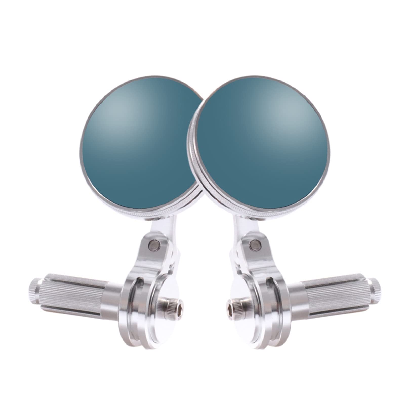Moto Specchietto Retrovisore Specchietto Retrovisore Moto Vetro Blu Antiriflesso Specchi in Alluminio CNC Fit 13-14/17-18mm Manubrio per Cafe Racer per Specchietti Moto(Argento)