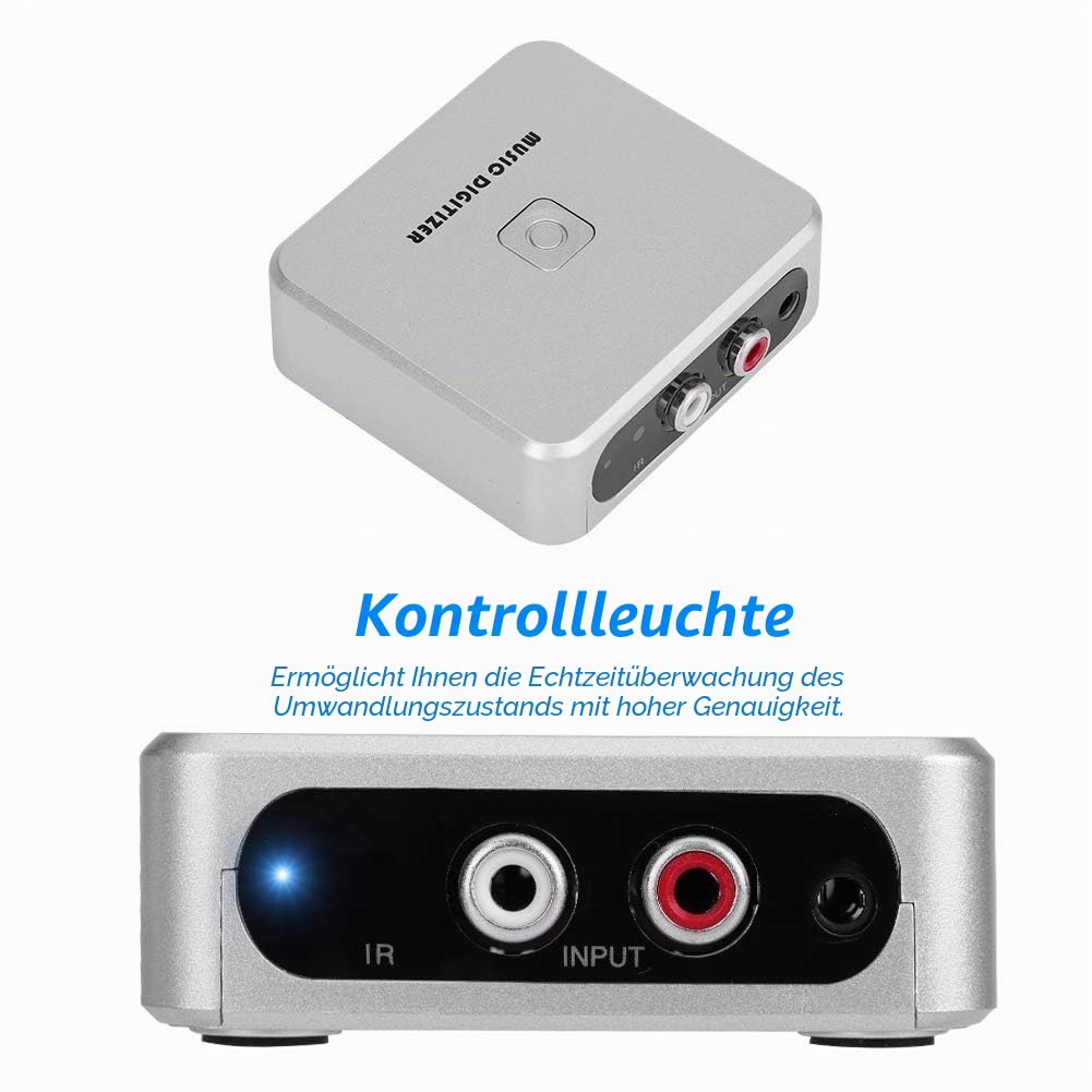 Mugast Musik-Digitalisierer, Mugasto9cbztx2gi, USB-Schnittstelle, Tischhalterung, analoger Audio-zu-MP3-Konverter mit 3,5-mm- und Cinch-Anschlüssen