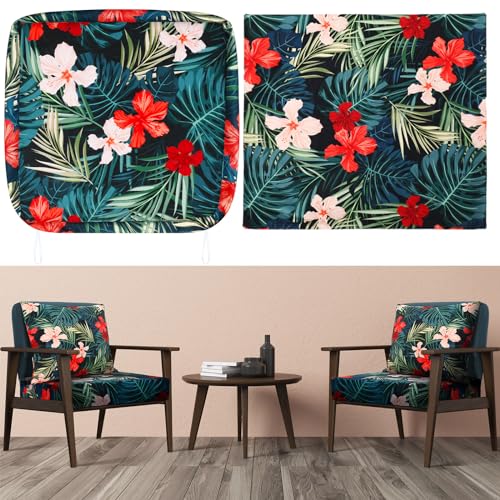 SmoothNovelty 2 Pcs Hawaiian Outdoor Cushion Covers, Patio Chair Seat Cushion and Back Pillow Replacement Covers Set, No Insert, Waterproof Outdoor Cushion Slipcovers Fit for Garden Backyard