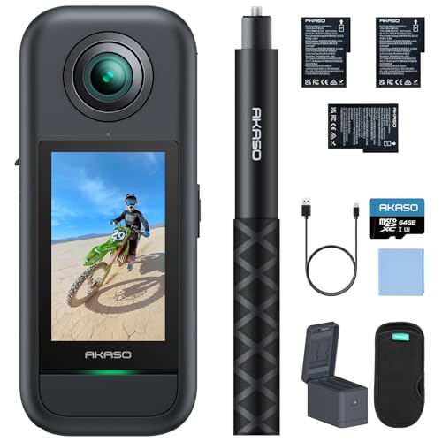 Image of AKASO 360 Action Camera Creator Combo- 5.7K 360 Video with 1 /2 inch 48MP Sensors, 72MP 360 Photo, 360-SuperSmooth, Invisible Selfie Stick, 360 Horizon Lock, AI Tracking with 64GB MicroSD Card