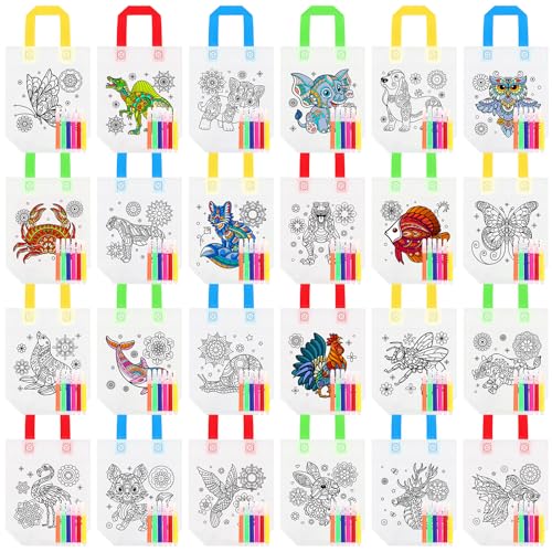 Pasimy 24 Pieces Mandala Animals Coloring Goodies Bags 144