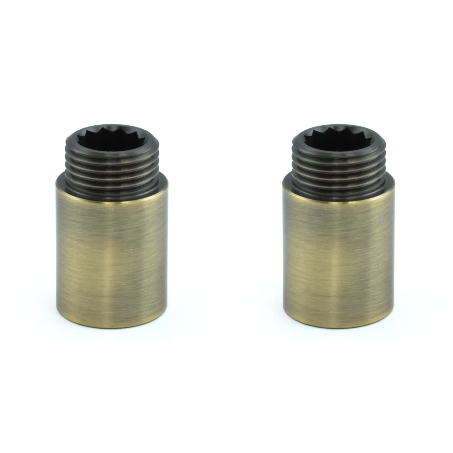 Hot Flow Antique Brass | 30Mm Rigid Radiator Valve Extensions 1/2 Inch Bsp (Antique Brass) (Pair)