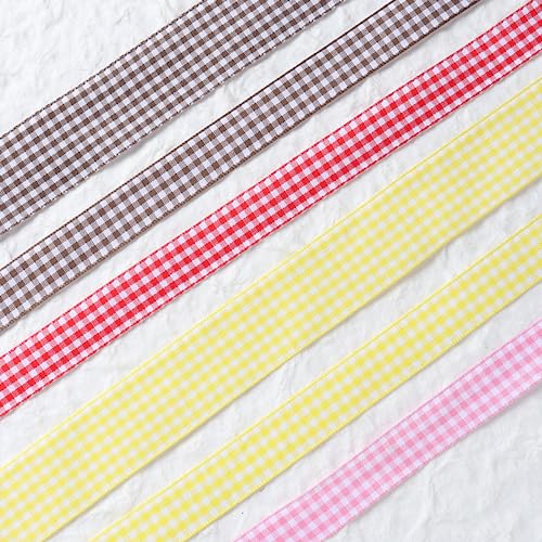VIVIQUEN Gingham Ribbon Checkered Ribbon 1-Inch Wide Taffeta Plaid Ribbon 25 Yard Long 100% Polyester Woven Edge (Brown, 1 Inch) by VIVIQUEN - Used condition - Image 4