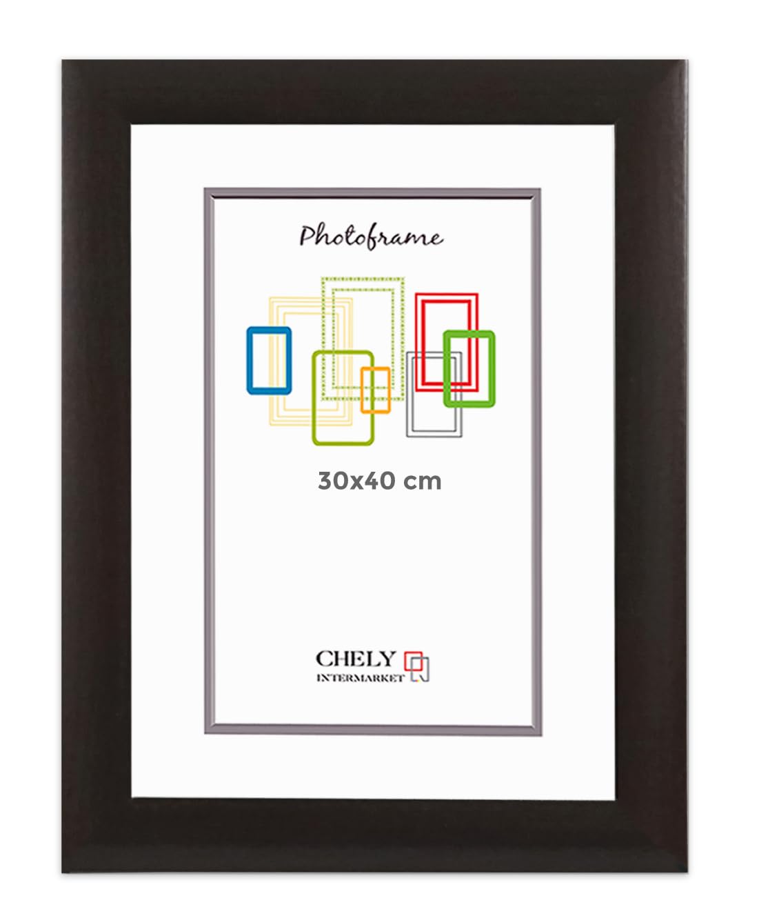 CHELY INTERMARKET Marco de Foto 30x40cm (Wengué) MOD-257 Hecho de Madera, Perfil Frontal de 3cm