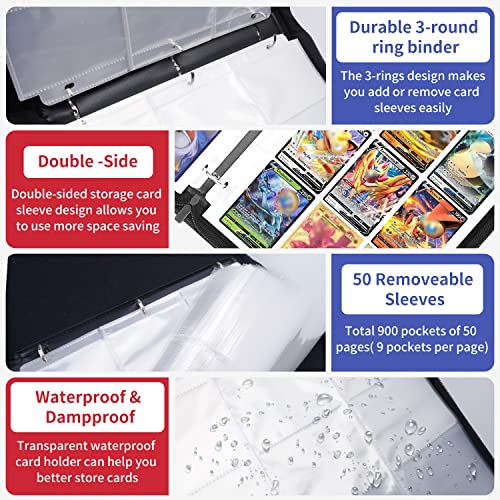 Hesplus 900 Pockets Trading Card Album Folder, Baseball Card Binder With Sleeves, Collectible Trading Album For Baseball Cards, Trading Cards, Football Cards, Mtg, Tcg, Game Cards, Sports Cards -Black #TOP3