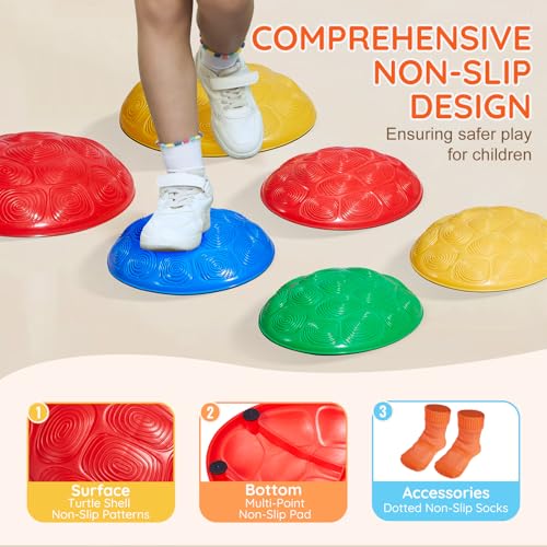 Image of VEVOR Turtle Balance Stepping Stones, 6 PCS, Up to 220 lbs Kids Turtle Jumping Stones Steps Stones, Toddler Obstacle Course Coordination Game Toys Indoor or Outdoor Play for Children Aged 3 4 5 6 7 8+
