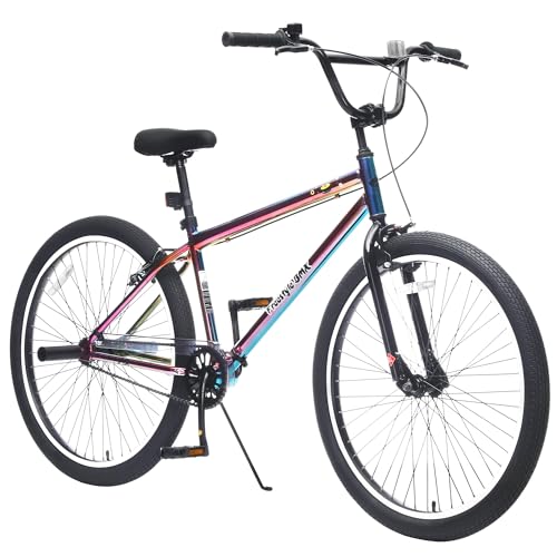 26 Inch Freestyle Bike for Teens Ages 14+ – Single Speed Carbon Steel Frame Bicycle with Front...