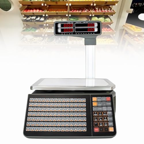 YXYLJOZ Balanza Registradora Electrónica con Código de Barras, Impresora de Etiquetas con Código de Barras, Balanza Registradora Comercial, para Supermercados y Fruterías