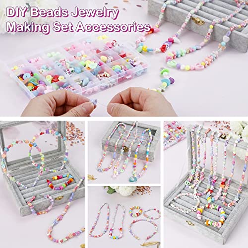 Image of UPTYK Beads for Kids Crafts Children's Jewelry Making Kit DIY Bracelets Necklace Hairband and Rings Craft Kits Birthday for 4, 5, 6, 7-Year-Old Little Girls-Multicolor (DIYBeadsSet-1)