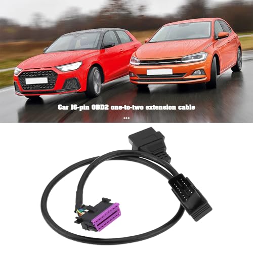 eMagTech 1 x rozdzielacz OBDII do samochodu, 60 cm, 2-drożny kabel przedłużający OBDII, adapter 16-pinowy, przedłużacz kompatybilny z VW, kompatybilny z Audi