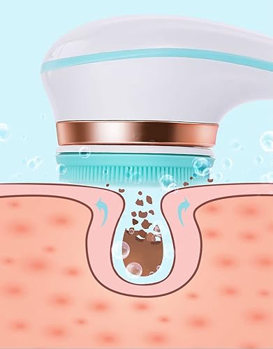 Miniatura 7 de Cepillo corporal recargable, juego de cepillos eléctricos para el cuerpo, cepillo de ducha con mango largo, cepillo de piel giratorio con 4