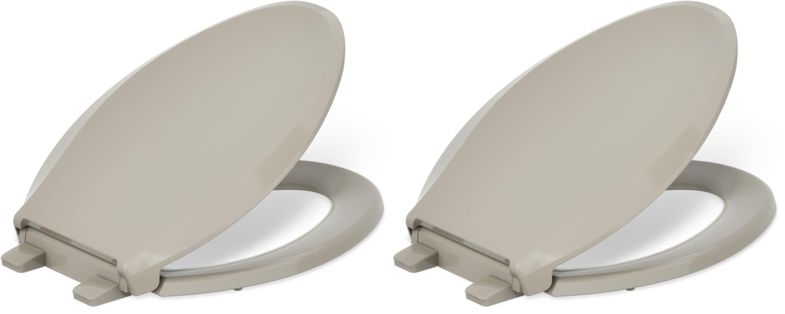 KOHLER 4636-RL-G9 Cachet ReadyLatch Elongated Toilet Seat Slow Close, Soft Close Toilet Seat Quiet Lid, Contoured Grip-Tight Bumpers Installation Hardware, Apartment Essentials, Sandbar (Pack of 2)