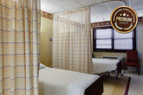 Hospital Privacy Curtain Bed Divider Cubicle Curtain Flame Resistance-Washable - Made with mesh and Grommets (19' Wide x 8.50' Long) - Thumbnail 5