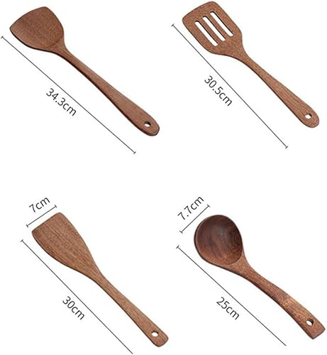 Miniatura 2 de Juego de cuchara de cocina de madera para cocinar utensilios antiadherentes para agitación de alimentos de gran cantidad