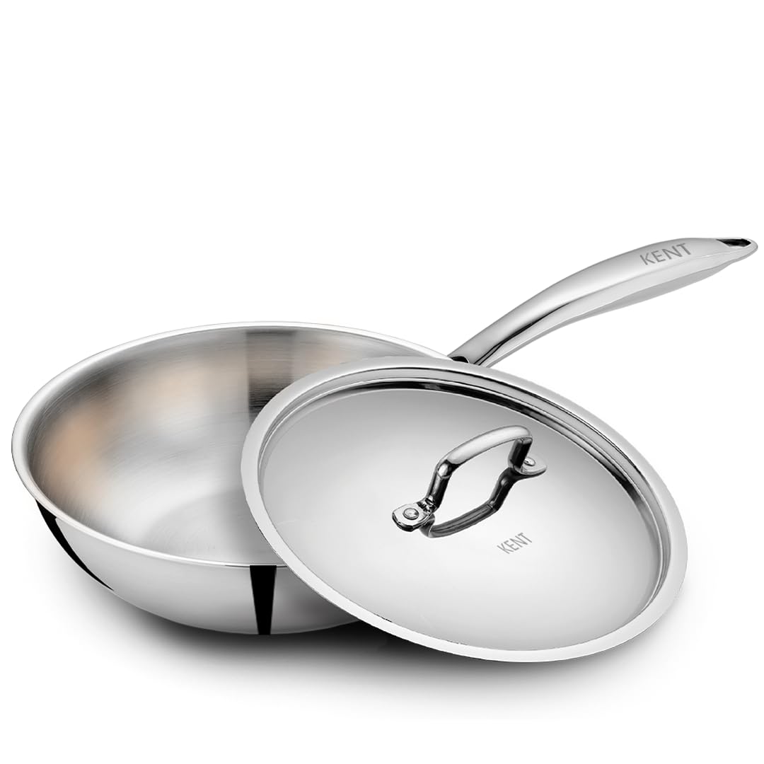 KENT Triply Kadai Wok 22 CM with SS Lid 2.1 L | Cool-Touch Diecast Handle | Induction Friendly | Dishwasher Safe (Stainless Steel;Aluminium) (B0BBRJCLSQ) Amazon Price History, Amazon Price Tracker