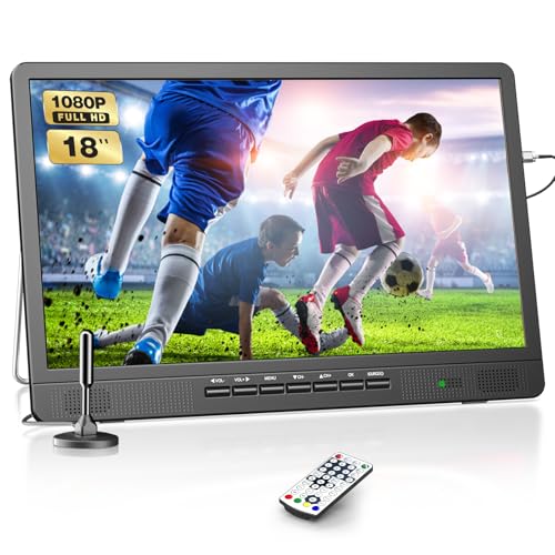 Desobry 18.5" Portable TV with Antenna, 1080P LED TV with