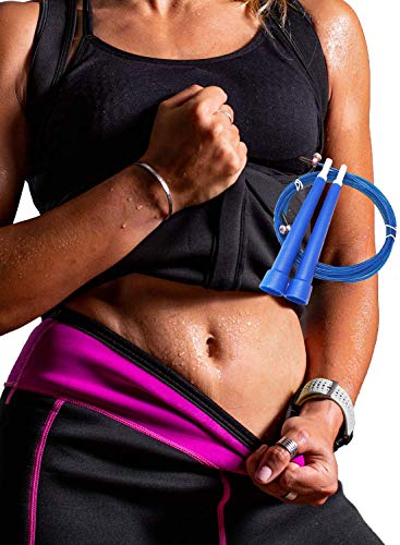 EDM - Chaleco Faja Quema Grasa Mujer con Cuerda Saltar - Faja Reductora Mujer Adelgazante - Camiseta Reductora Mujer - Chaleco Quema Grasa Mujer con Cremallera - Fajas De Neopreno para Adelgazar L