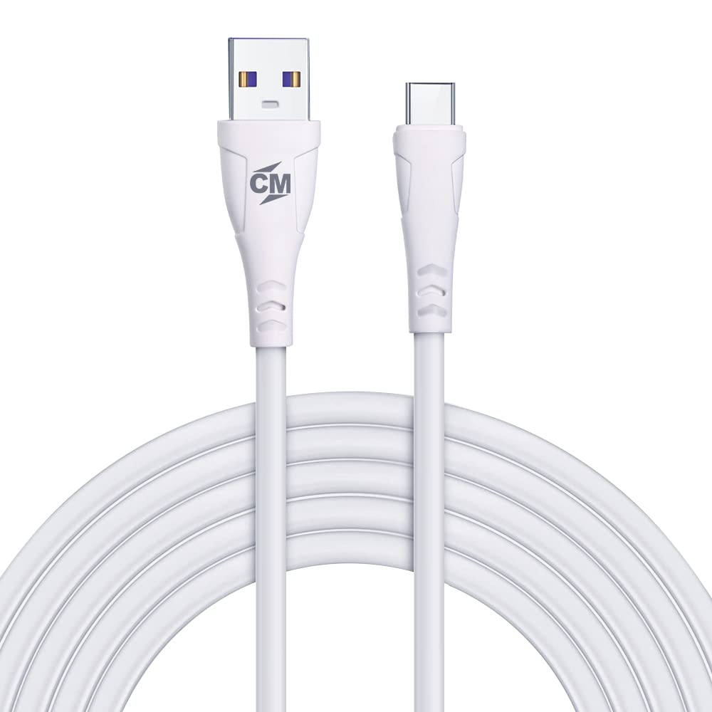 CALL MATE USB-A to USB C Cable 65W/5A Fast Charging USB Type C Charger Cord Compatible with Samsung Galaxy S22/S22+, S21/S21+ Ultra 5G, S20/S20+ Ultra 5G, Note 20/10, Pixel, Switch & More-White