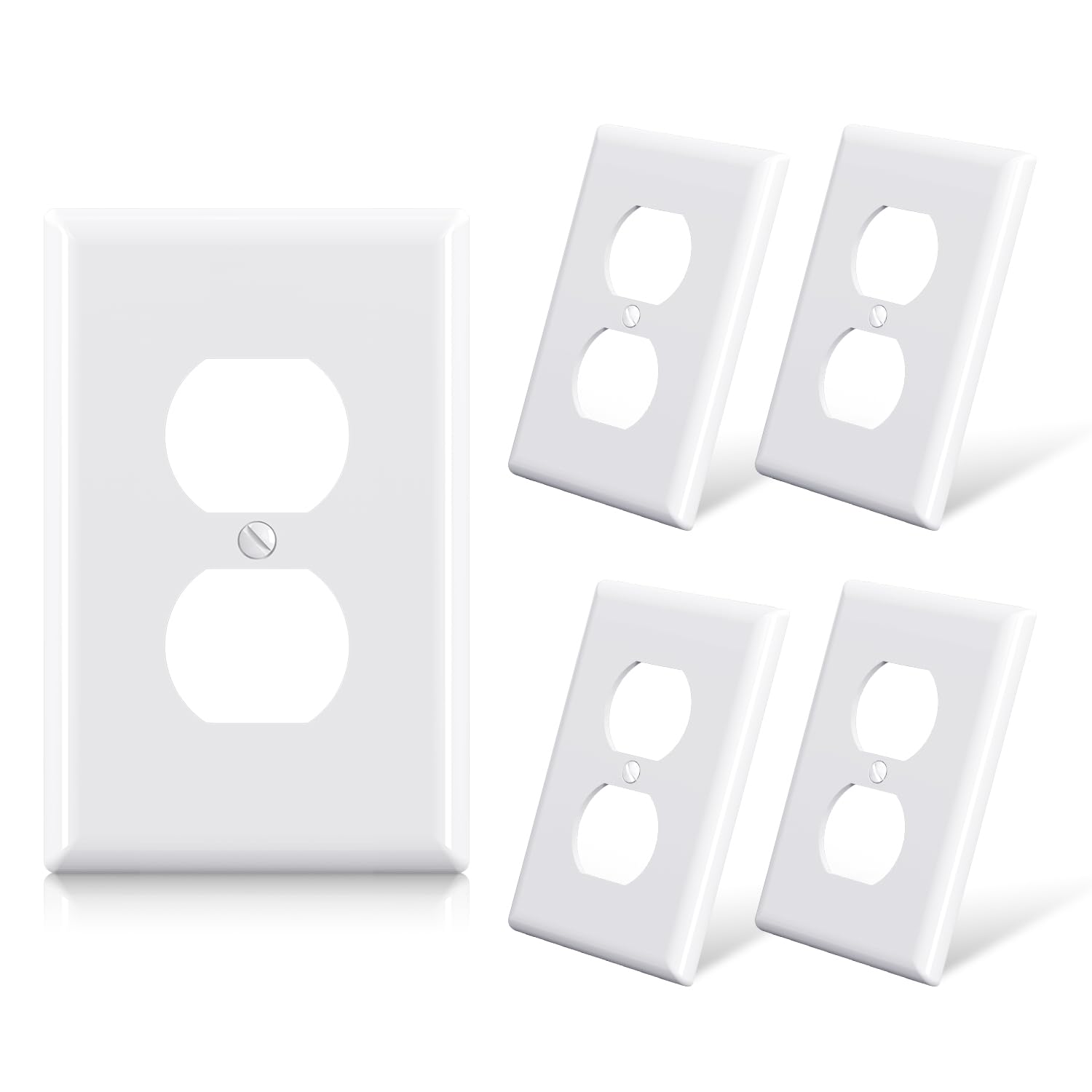 Plaque murale pour prise murale duplex ELEGRP en polycarbonate blanc brillant incassable