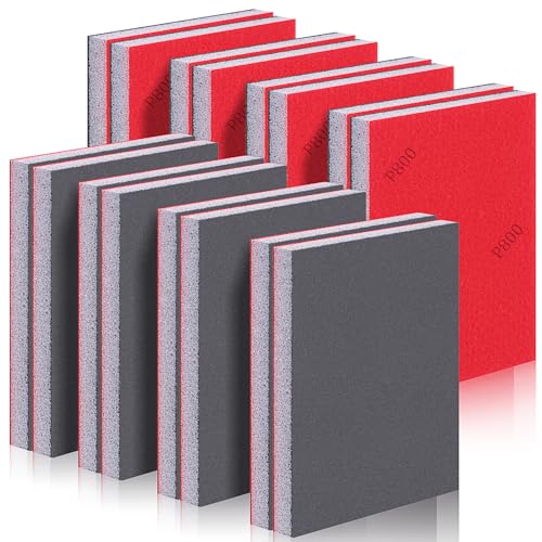 Niuny Esponjas de Lijado 16Pcs Bloque de Lija de Grano 800 Esponja de Lija Húmeda y Seca Reutilizables Esponjas Abrasivas Taco Abrasivo de Lijado Manual para Pulir Madera Metal Cocina Muebles